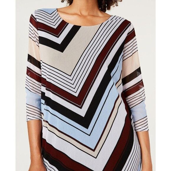 Alfani NWT Petite Chevron-Striped Tunic Blouse Top - Picture 2 of 5